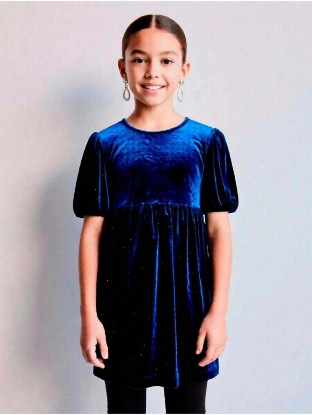 Old Navy Velvet Navy Blue Girls Top sz L 10-12 or Women's Small